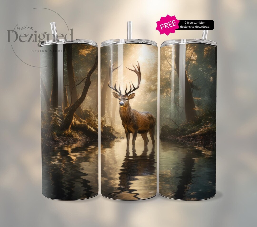 Outdoor Deer Tumbler Wrap, 20 Oz Skinny Sublimation Tumbler Wrap ...