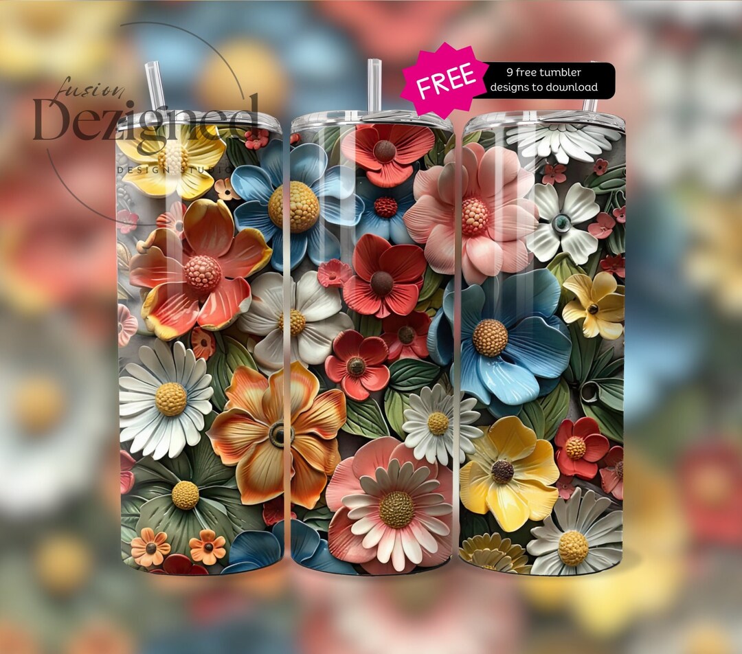 Seamless Floral Tumbler Wrap PNG Sublimation Design, Instant Digital ...