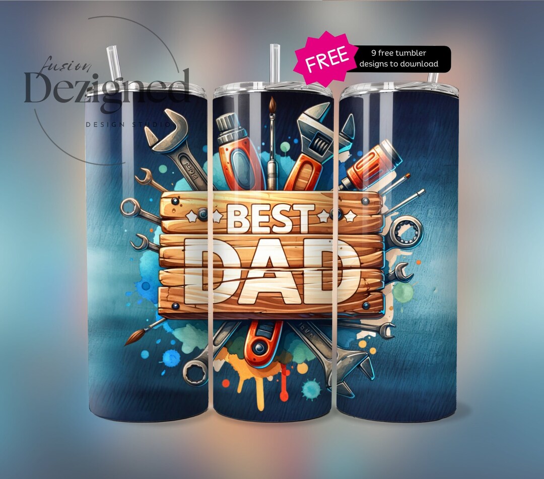 Seamless Fathers Day Tumbler Wrap Designs Best Dad 20oz Skinny Tumbler ...