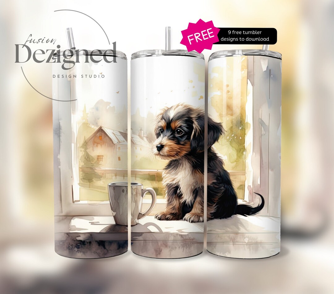 Cute Puppy Dog Tumbler Wrap PNG, 20 Oz Skinny Tumbler Sublimation ...