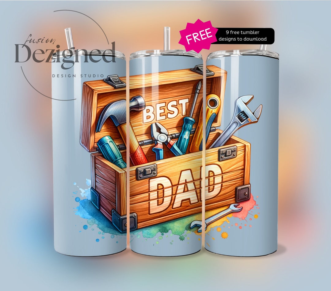 Seamless Fathers Day Tumbler Wrap Designs Best Dad 20oz Skinny Tumbler ...