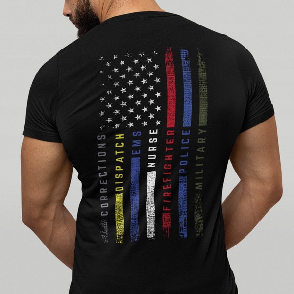 First responder, nurse, hero flag, patriotic flag, emergency workers, healthcare workers shirt, USA flag shirt, police shirt, military shirt