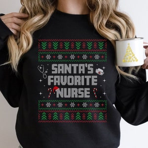 Santa's Favorite Christmas Nurse sweater, Cute Santa sweater, Nurse sweater, Christmas sweater, gift for nurse, christmas gift for nurses