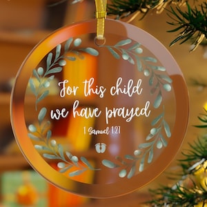 Christian baby ornament, Announcement Ornament, Personalized Pregnancy Reveal Christmas Ornament, Custom Baby Name Christmas Ornament
