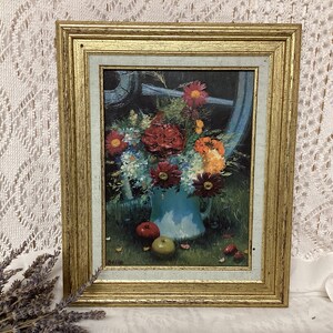 美しい静物画キャンバスアンティークフランス絵画壁画花の花束カートホイールの下