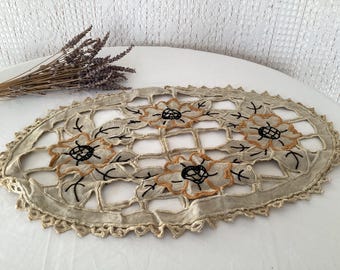 Napperon rond bordé dentelle diamètre 60cm