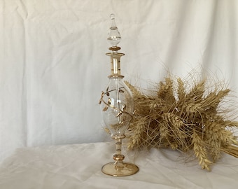 Blown Glass Perfume Bottle Gold Colored Glass Vintage Bottle