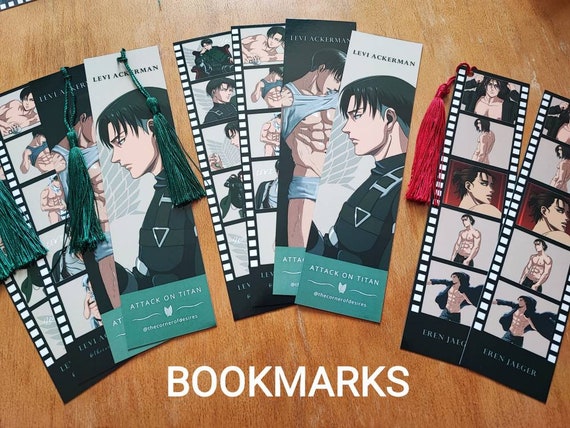 Attack on Titan Bookmarks Levi Ackerman and Eren Jaeger - Etsy Australia