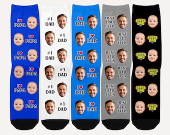 Personalizowane skarpetki na Dzień Ojca, Personalizowane skarpetki z twarzą, Personalizowane skarpetki, Prezenty dla taty, Prezenty dla niego, Kocham tatę, Najlepszy tata