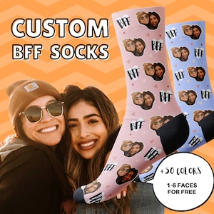 Best Friend Forever Socks, Custom Best Friend Photo Socks, Gift For BFF, Birthday Gift, Custom Face Socks, Besties, Gift for Friends, BFF
