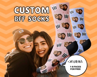 Best Friend Forever Socks, Custom Best Friend Photo Socks, Gift For BFF, Birthday Gift, Custom Face Socks, Besties, Gift for Friends, BFF