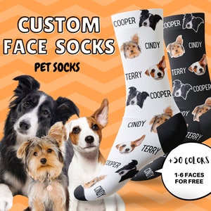Custom Pet & Name Socks, Personalized Socks, Custom Pet Face Socks, Dog Socks, Christmas Gift, Thanksgiving Gift, Family Gift