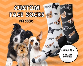 Custom Pet & Name Socks, Personalized Socks, Custom Pet Face Socks, Dog Socks, Christmas Gift, Thanksgiving Gift, Family Gift