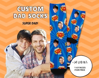 Custom Dad Socks, Super Dad Socks, Father's Day Socks, Custom Face Socks, Personalized Socks, Best Gift For Father's Day, Gift for Daddy