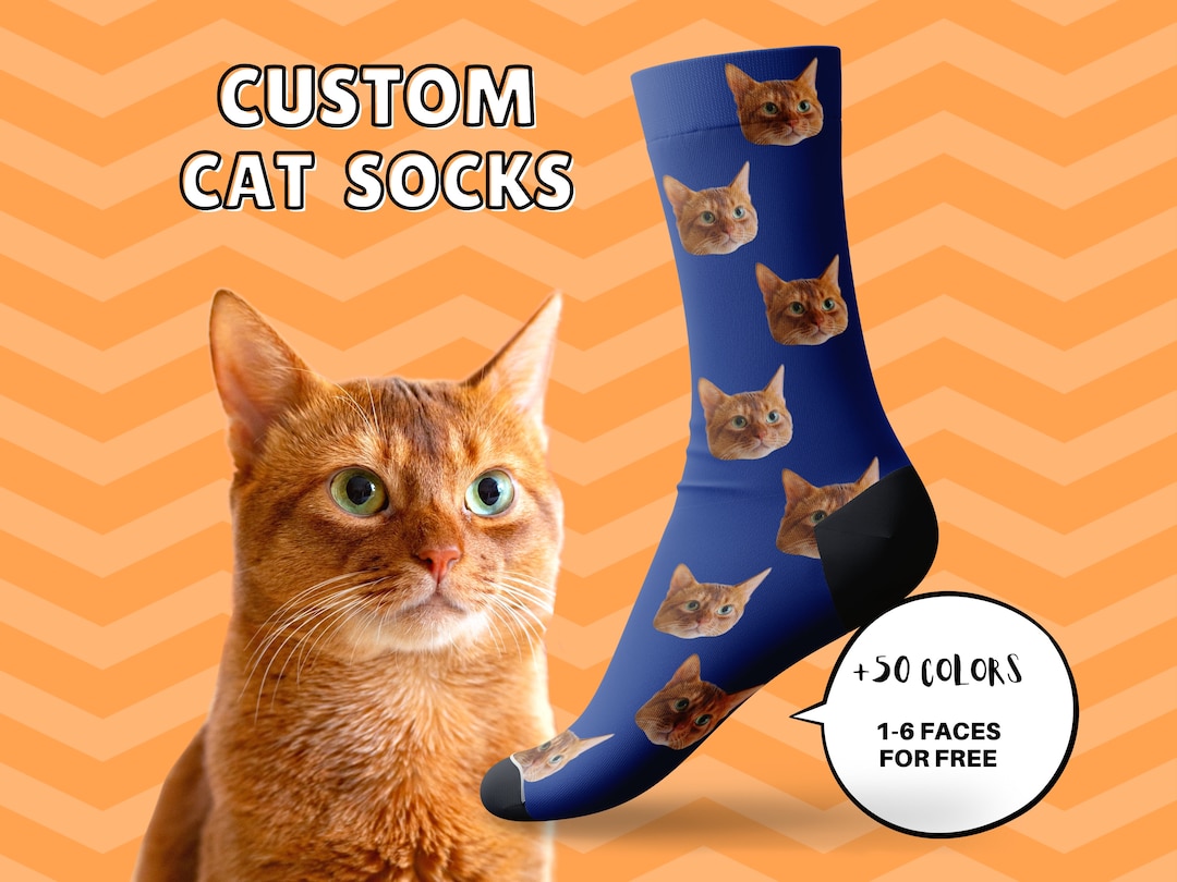 Custom Cat Socks With Paw and Mouse Patterns, Customized Cat Socks