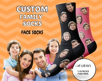 Chaussettes faciales personnalisées, chaussettes photo drôles, chaussettes pour papa, chaussettes faciales, cadeau d'anniversaire drôle, cadeau personnalisé, cadeau fête des pères, cadeau fête des mères