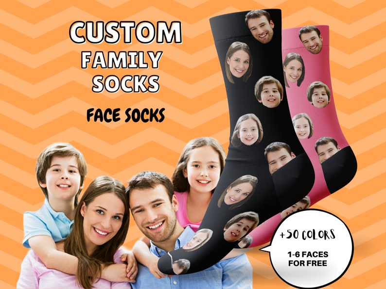 Benutzerdefinierte Gesichtssocken, lustige Foto Socken, Papa Socken, Gesichtssocken, lustiges Geburtstagsgeschenk, personalisiertes Geschenk, Vatertagsgeschenk, Muttertagsgeschenk Bild 1