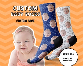 Chaussettes personnalisées pour bébé, chaussettes personnalisées pour bébé, cadeau de Noël, cadeau d'anniversaire pour papa, cadeau fête des mères, cadeau fête des pères, cadeau famille