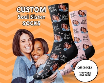 Chaussettes personnalisées âme soeur, chaussettes photo personnalisées soeur, cadeau pour soeur, cadeau soeur de la soeur, cadeau pour belle-soeur, soeur non biologique