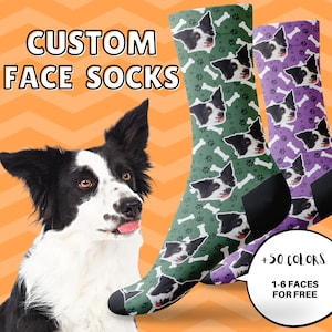 Custom Dog Socks With Bones and Paws Pattern, Custom Dog Socks, Gift For Dog Lovers, Christmas Gift, Thanksgiving Gift, Family Gift zdjęcie 1