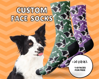 Calcetines para perros personalizados con patrón de huesos y patas, calcetines para perros personalizados, regalo para amantes de los perros, regalo de Navidad, regalo de Acción de Gracias, regalo familiar