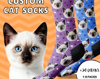Chaussettes personnalisées pour chat avec motifs pattes et souris, Chaussettes personnalisées pour chat, Cadeau pour les amoureux des chats, Cadeau de Noël, Cadeau de Thanksgiving, Cadeau de famille