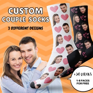 Custom Socks with Face, Valentine&#39;s Day Socks, Custom Gift for her, for him, Valentine Gift for girlfriend, for wife, Anniversary Gift