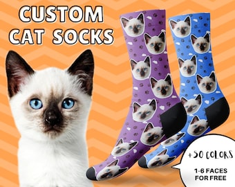 Chaussettes personnalisées pour chat, Cadeaux chat personnalisés, Cadeau pour les amoureux des chats, Geschenk für Katzenbesitzer, Cadeau de Noël, Cadeau d'anniversaire, Chaussettes, Cadeau pour papa