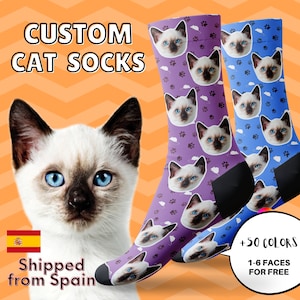 Custom Cat Socks With Paw And Mouse Patterns, Customized Cat Socks, Gift For Cat Lovers, Christmas Gift, Thanksgiving Gift, Family Gift Cute