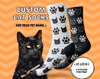 Kundenspezifische Katzensocken, setzen Sie süße Katze auf benutzerdefinierte Socken, süße Socken, Haustierliebhaber, Weihnachtsgeschenk, Erntedankgeschenk, Familiengeschenk