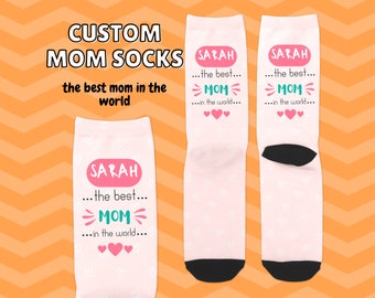 Chaussettes maman personnalisées, chaussettes Best Mom Ever, chaussettes maman, cadeau de la fête des mères, meilleur cadeau, cadeau de Noël, cadeau de Thanksgiving