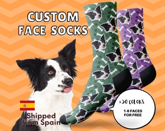 Benutzerdefinierte Hundesocken mit Pfoten- und Knochenmuster, benutzerdefinierte Hundesocken, Geschenk für Hundeliebhaber, Weihnachtsgeschenk, Thanksgiving-Geschenk, Familiengeschenk