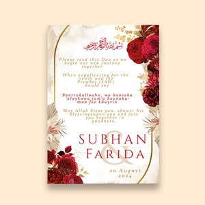 Carta Dua, carta dua personalizzata, carta di nozze, carta dua di nozze, carta nikkah, carta personalizzata, carta mehndi, carta di fidanzamento.