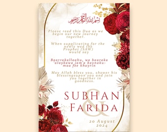Dua card, personalised dua card, wedding card, wedding dua card, nikkah card, personalised card, mehndi card, engagement card.