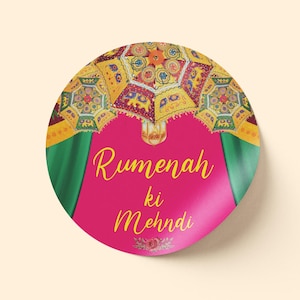 Digital sticker, Customised sticker, Mehndi Sticker, Wedding Sticker, Nikkah, Dholki, Sangeet, Engagement stickers, favours stickers,