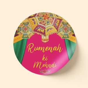 Mehndi-stickers, bruiloftsstickers, Nikkah-stickers, bruiloftsgunststickers, aangepaste stickers, Dholki-stickers