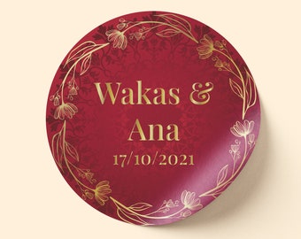 Autocollants de mariage, autocollants nikkah, autocollants de faveur de mariage, autocollants cadeaux, autocollants personnalisés, bleu, vert, violet, rouge