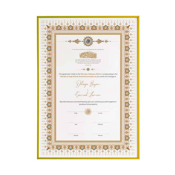 Nikkah Certificate, Nikkah Nama, Nikkah Contract, Engagement Contract, Personalised Nikkah Contract