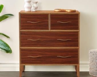 Mid Century Modern Walnut or Maple Dresser, Tallboy Chest of Drawers, Handmade Wood Dresser, Bedroom Storage