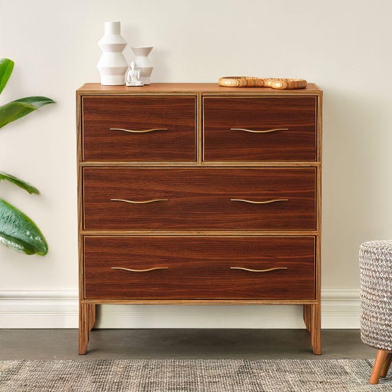 modern looking dresser Drawers Dresser, Modern Chest of Drawers with Vintage Circle Handle and Curved Profile Design