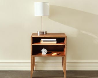Walnut or Maple Mid Century Modern Nightstand, Bedside Table, Open Shelf Side Table, Handmade Wood