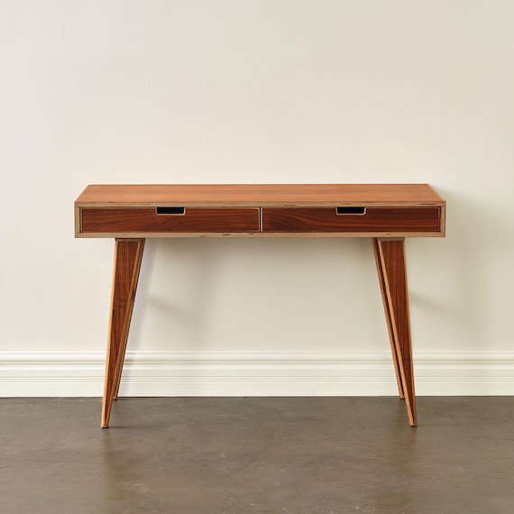 Handmade Mid Century Modern Walnut or Maple Writing Desk With