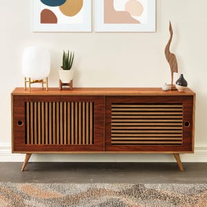 Handcrafted Baltic Birch Media Console: Mid-Century Modern TV Stand