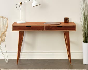 Walnut or Maple Writing Desk with Drawers, Mid Century Modern Home Office Desk, Handmade Wood Desk, Studio Desk