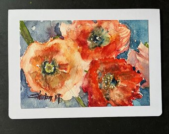 Original Watercolor Card, 5x7, Blank Card, Wildflowers, Handmade, Hand-Painted