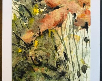 Original Watercolor Card, 5x7, Blank Card, Wildflowers, Handmade, Hand-Painted