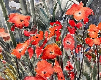 Original Watercolor Painting, Wildflowers, Handmade, Hand-Painted (11.69x16.53)