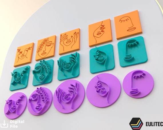 STL file Polymer clay stamps/Female face stamps for polymer clay 💍・Design  to download and 3D print・Cults