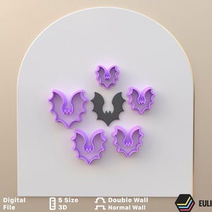 Polymer clay cutter to make Bat in Flight in 4 sizes and 2 cut versions/Digital .STL File * File For Use In A 3D Printer