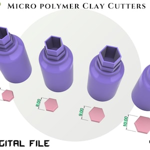 MICRO Polymer Clay Cutter *4 size/HEXAGON/Digital .STL File * File For Use In A 3D Printer